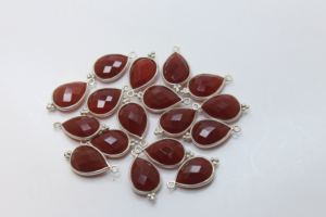 925 Sterling Silver Natural Red Chalcedony <b>Pendant</b> 13X16MM Faceted Pear Shape Bezel Setting for Wedding Anniversary Party Luxury - Product Image 3