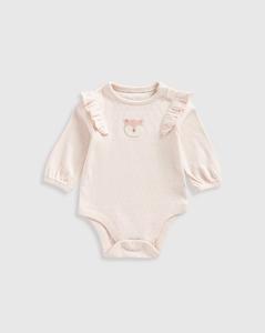 Mameluco de punto de algodón 100% para bebé, detalle de volantes Superior de suavidad, mono de manga larga rosa claro para niñas para el cuidado de la madre de primavera - Product Image 3