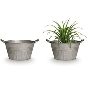 Round Shape Galvanized Colorful Flower <b>Tub</b> Planters With Handles for Home and Garden Decoration Flower Pots & Planters - Product Image 6