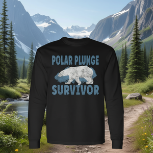 Camiseta de manga larga con diseño de oso polar vintage, divertida camiseta promocional para sobrevivientes del inmersión en agua fría - Product Image 3