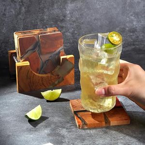 Royal Look Wood <b>Epoxy</b> Coaster Set Woven Design Square Pattern Hotel Restaurant <b>Table</b> Decorative Beaded Coaster Gifted Use Item - Product Image 4