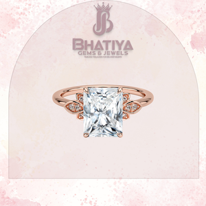 Bague feuille en diamant cultivé en laboratoire pour les femmes Design floral d'inspiration délicate Bijoux élégants et délicats avec or 14K certifié IGI - Product Image 3