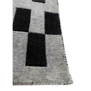 <b>Jean</b> Grey Black Hand Loom Wool Rugs Classic Geometric Jacquard Design 10mm Rectangle Hallway Room Bedside Rugs for Teens Hwl-120 - Product Image 4