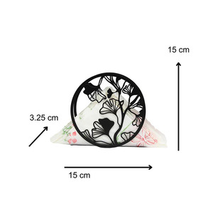 Porte-serviettes carré en acier métal noir mat de luxe élégant floral porte-serviettes pour Table Restaurant - Product Image 4