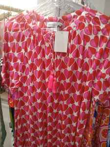 Blusa abotonada de manga larga con degradado de algodón Premium al por mayor 2025, blusa informal Vintage, tonos rojos y naranjas para frente de verano - Product Image 5