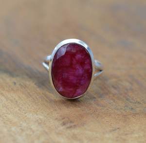 Anillo de Rubí Rojo, Plata de Ley 925, Gema Facetada, Joyería Hecha a Mano, Regalo Elegante de Moda para Mujer - Product Image 6