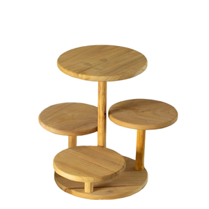 Soporte redondo de 4 niveles para pastel de bambú, bandeja de madera para magdalenas, torre para mesa de postres, soporte de exhibición de pasteles para cumpleaños, bodas - Product Image 2