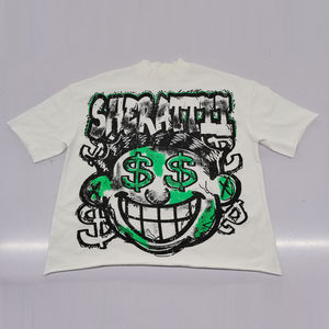 T-shirt OEM personnalisé de luxe à col rond, coupe oversize, effet vieilli, imprimé DTG, coupe carrée, graphique, 100% coton, manches courtes, streetwear - Product Image 1