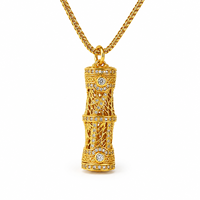 Collier en or K avec zircone cubique, chaîne ethnique en corde et pendentif bambou, bijoux de mariée pour boutique de cadeaux, vente en gros, personnalisable