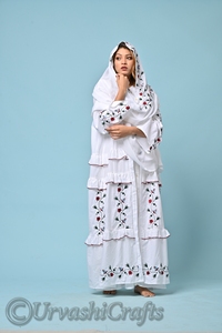 ชุดสองชิ้นสำหรับผู้หญิงชุดสองชิ้นยาวหนึ่งไซส์ลายปักสไตล์จีบที่สวยงาม - Product Image 2