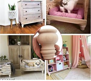 Haute qualité 13 cm Antique bois d'hévéa couleur canapé jambes remplacement pour Table à manger chaise commode armoire jambes utilisation polyvalente - Product Image 3