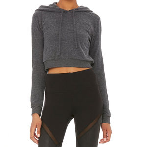 Oversized High Quality Cropped <b>Hoodie</b> for Women Custom Label <b>Crop</b> <b>Top</b> <b>Hoodie</b> for All Seasons-Printed Fleece - Product Image 6