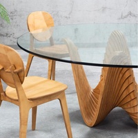 Table de conférence ronde en verre sur piédestal, design paramétrique, multi-plateaux sculpturaux de luxe, pour salle d'exposition