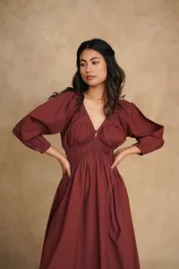 2025 Venta caliente Maxi vestido orgánico transpirable y sostenible vestido de verano informal con escote en V de talla grande vestido largo Maxi - Product Image 3