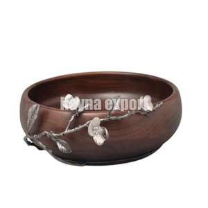 Soporte de fundición de Metal artesanal de tendencia, cuenco para servir con acabado de madera Natural, vajilla para el hogar y el restaurante, cuenco para uso en la cocina - Product Image 2