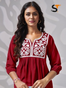 Última colección de verano Top de túnica de rayón pesado para mujer Ropa occidental india y pakistaní Exportación directa del fabricante - Product Image 2