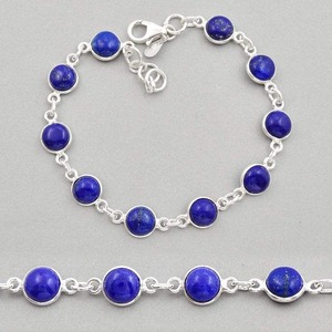 Pulsera de Piedra de Lapislázuli Natural en Plata de Ley 925, Estilo Clásico Unisex, Cadena y Eslabones, para Regalo en Ocasiones Especiales - Product Image 5