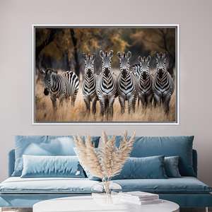Décoration sur toile Zebra : Œuvre d'art imprimée sur le thème de la faune pour l'élégance de la maison, 1P : encadré blanc - Product Image 1