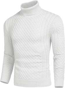 Jersey de punto ajustado a la moda para hombre, suéter de cuello alto, transpirable, suave, cómodo, cálido, moderno, ropa de invierno - Product Image 3