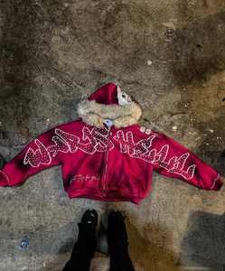 Sweat à capuche brodé zippé avec patch de sérigraphie avec LOGO à couture à mailles personnalisées Sweat à capuche de couleur avec strass - Product Image 1