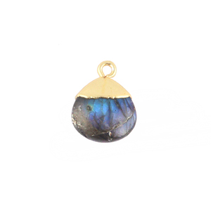 Labradorite Flashy naturelle en forme de coeur DIY connecteur à breloques à caution unique connecteur de bijoux en laiton plaqué or pour l'approvisionnement - Product Image 3