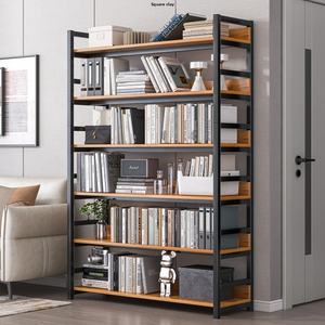 Scaffale Espositivo Multistrato in Acciaio e Legno da Terra per Libri, Uso Domestico, Fabbricazione in Lamiera - Product Image 2