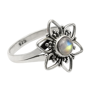 Cadeaux d'anniversaire Bagues Vintage Look 925 Silver Fine Rainbow Moonstone Ring Wholesale Handmade Supplier Manufacturer Indian Jewelry - Product Image 1
