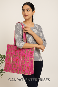 Bolsa de Mano de Lona para Mujer, Ecológica, Vintage, con Estampado, Acolchada, de Algodón, Multicolor, Duradera, con Cremallera, Ligera, con Bolsillos Interiores - Product Image 2