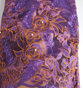 Cuerda de tela francesa Cordón de guipur de red de encaje con cuentas a mano con diamantes de imitación multicolores encaje bordado elegante para abalorios manuales - Product Image 2