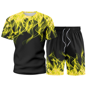 Mens <b>Sets</b> Fashion Summer Man Sportswear Two Pieces Tracksuit Sports Suit Printed Tee Top+Shorts Sweatsuit Male Brand Clothing - Product Image 2