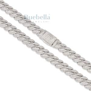 JOYAS BUEBELLA 14K Chapado en oro 925 Plata de ley 10mm Iced Out Hip Hop Miami Cadena de eslabones cubanos Joyería de moissanita para mujer - Product Image 6