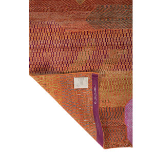 Alfombra Manchaha de Lana y Seda de Bambú con Patrón Abstracto Anudada a Mano en Rojo y Naranja - Para Uso Doméstico Les-1257 - Product Image 5