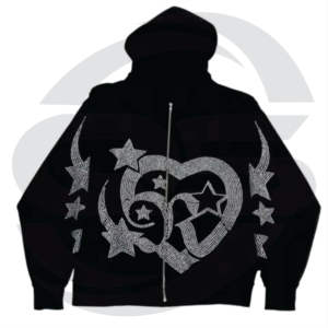 Streetwear à capuche en strass avec logo personnalisé Baggy unisexe éponge française d'hiver pour hommes usine 100% coton délavé à l'acide OEM ODM unisexe - Product Image 1