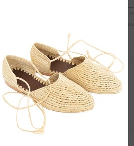 รองเท้าแตะ Raffia จากธรรมชาติ, รองเท้าแตะ Raffia รองเท้าแตะสายรัดข้อเท้า - Product Image 2