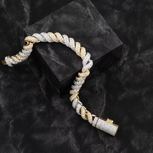 สร้อยข้อมือทองขาว14K ทันสมัยแนวคิวบาเชื่อมแบบสองแถวประดับเพชร VVS เครื่องประดับฮิปฮอปสุดเท่ของขวัญระดับพรีเมียมสำหรับผู้ชายผู้หญิง - Product Image 1