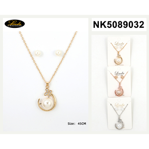 Conjunto de Collar y Aretes Linda Clover, Chapado en Oro de 18K, Imitación de Perla y Circonio, Joyería para Mujer, Regalo - Product Image 3