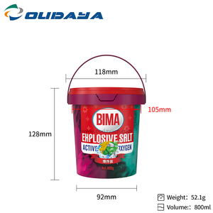 800ml 27oz tùy biến Logo IML in ấn tiêm <span class=keywords><strong>container</strong></span> PP nhựa nổ Muối xô với nắp và xử lý - Product Image 2