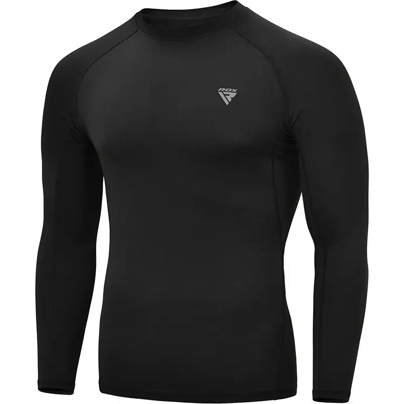 Мужская компрессионная тренировочная рубашка RDX с длинным рукавом для спортзала бодибилдинга бега упражнений активного отдыха
