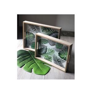 Plateau rectangulaire décoratif Plateau de service en bois de grande taille de forme personnalisée avec poignées découpées au meilleur prix - Product Image 6