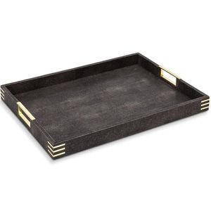 Bandeja de servicio de cuero contemporánea para estante multiusos con lados lisos y apariencia de gama alta para uso multiusos - Product Image 4