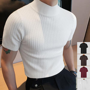 OEM personalizado impreso bordado Logo hombres mujeres verano cuello alto camiseta Simple Color sólido talla grande opción en blanco para las mujeres - Product Image 1