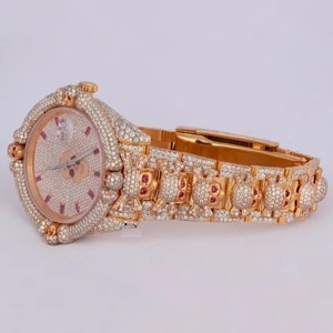 Reloj mecánico de lujo de acero inoxidable para hombre, Diamante de moissanita, movimiento de cuarzo Hip Hop único, esfera, ventana, Material de cristal, encanto - Product Image 6