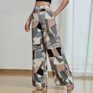 <span class=keywords><strong>Pantaloni</strong></span> Palazzo OEM da Donna a Vita Alta e Gamba Larga <span class=keywords><strong>con</strong></span> Stampa Geometrica e <span class=keywords><strong>Tasche</strong></span> <span class=keywords><strong>Laterali</strong></span> - Product Image 1