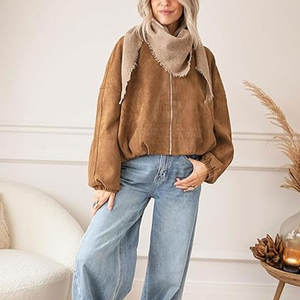 Veste d'hiver en daim et tricot pour femme, durable, respirante, écologique, pour un usage quotidien, voyage et confort - Product Image 3