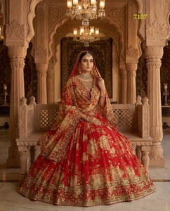 Premium Dhwaja Export Women's Traditional Wedding Lehenga Choli Heavy <b>Net</b> <b>Fabric</b> Quick Dry All Seasons - Product Image 6