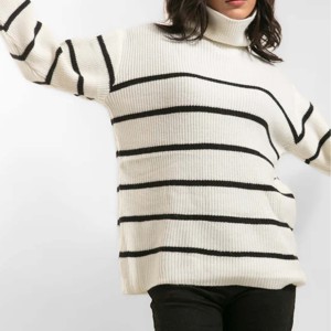 Suéteres de Punto Acordonados para Mujer, Cuello Redondo, Transpirables, de Algodón, Cuello Alto, Casuales, de Invierno - Product Image 2