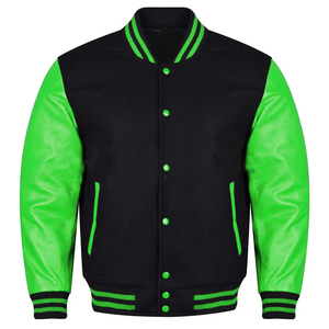 Wholesale Blank Cotton Varsity <b>Jackets</b> Custom Letterman Wool <b>Leather</b> Coat College Baseball <b>Jacket</b> For <b>Men</b> Women - Product Image 2