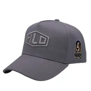 Premium quality hot selling 3D metallic embroidery high crown 5 panel a frame baseball hat and ca