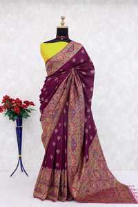 Sari en soie classique tendance indien Bollywood, tissu Jari, dernier design indien pour les fêtes, les mariages, les tenues de mariée, les festivals - Product Image 4