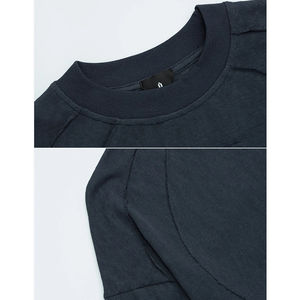 T-shirts pour hommes de haute qualité 100% coton col en v à manches longues 180 GSM personnalisable respirant - Product Image 3